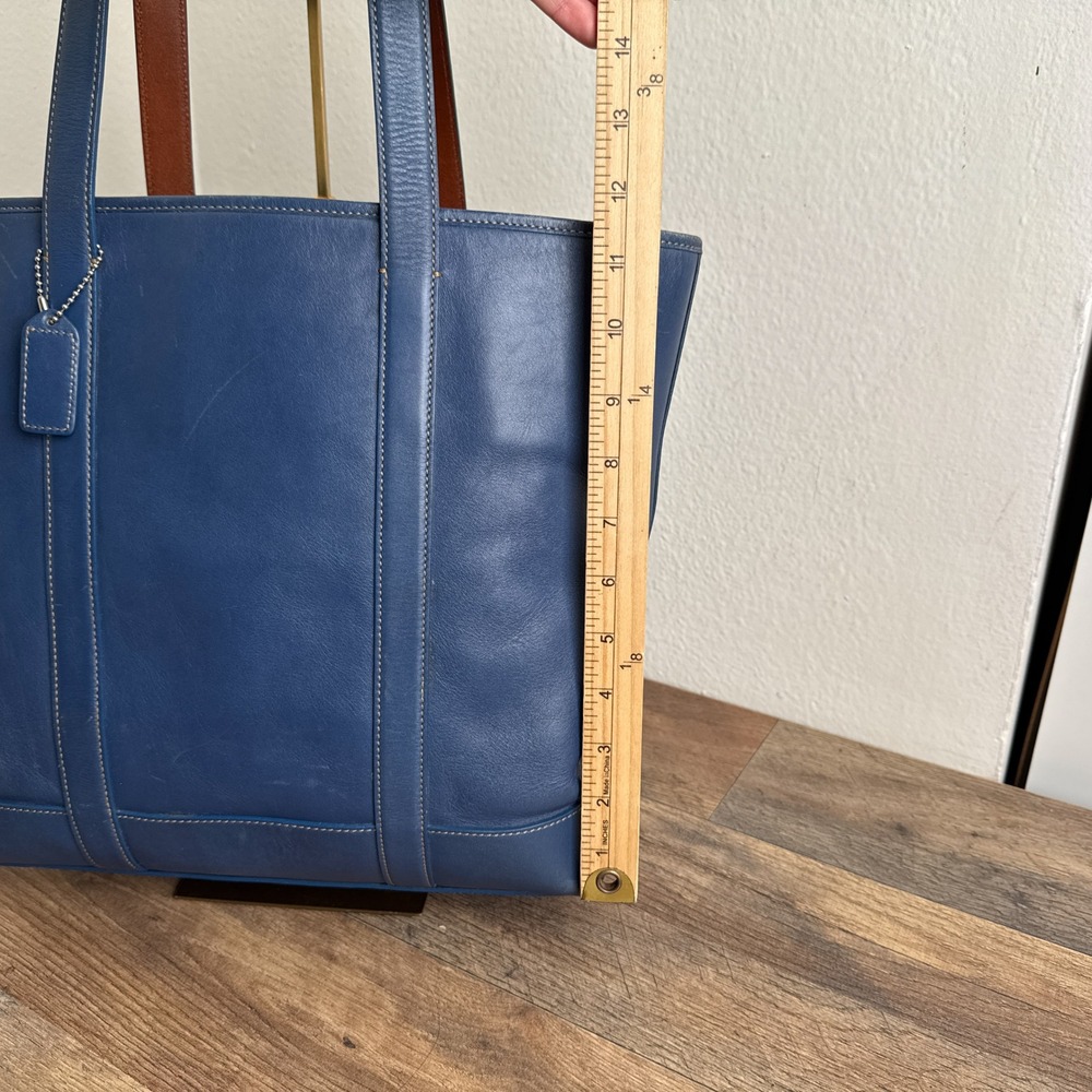 Vintage Coach Hamptons Tote Shoulder Bag Leather Blue 5188 WITH COA - Picture 5 of 16